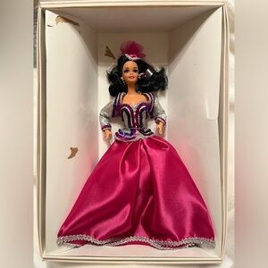 Elegant Barbie in Pink and Silver Dress